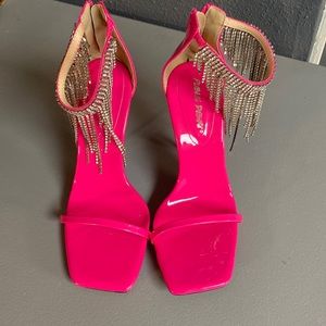 Cute hot pink square toe heels